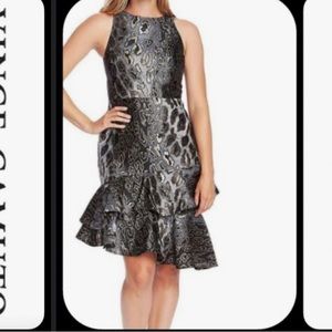 Vince Camuto asymmetric animal printed mini dress size 10